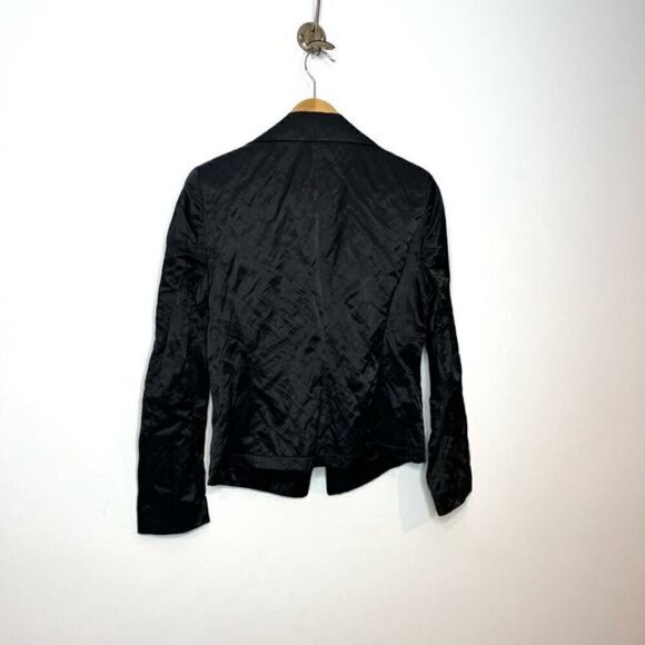 Apanage Women's Size 8 38 Vintage Satin Long Sleeve Blazer Suit Solid Black - Picture 6 of 16